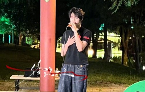 公园偶遇张极路演！i人挑战唱得好听完整版